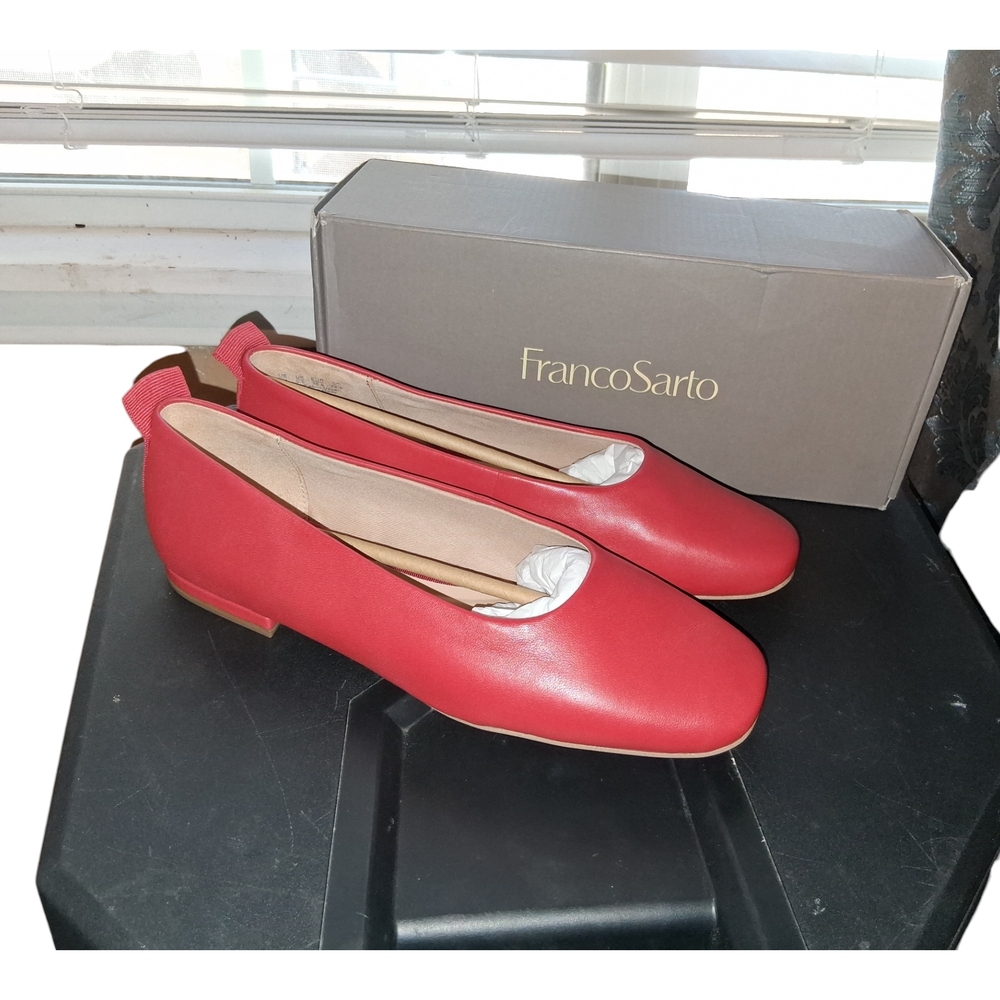 Franco Sarto Red Leather Ballet Flats